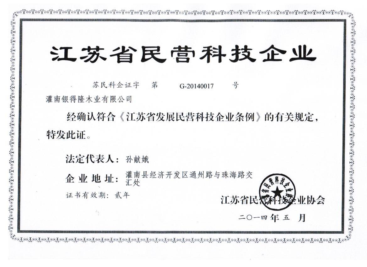省民营企业证书